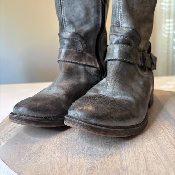 Roan by Bed | Stu Women's Distressed Gray Leather Moto Riding Boots US Size 7 - Picture 9 of 15